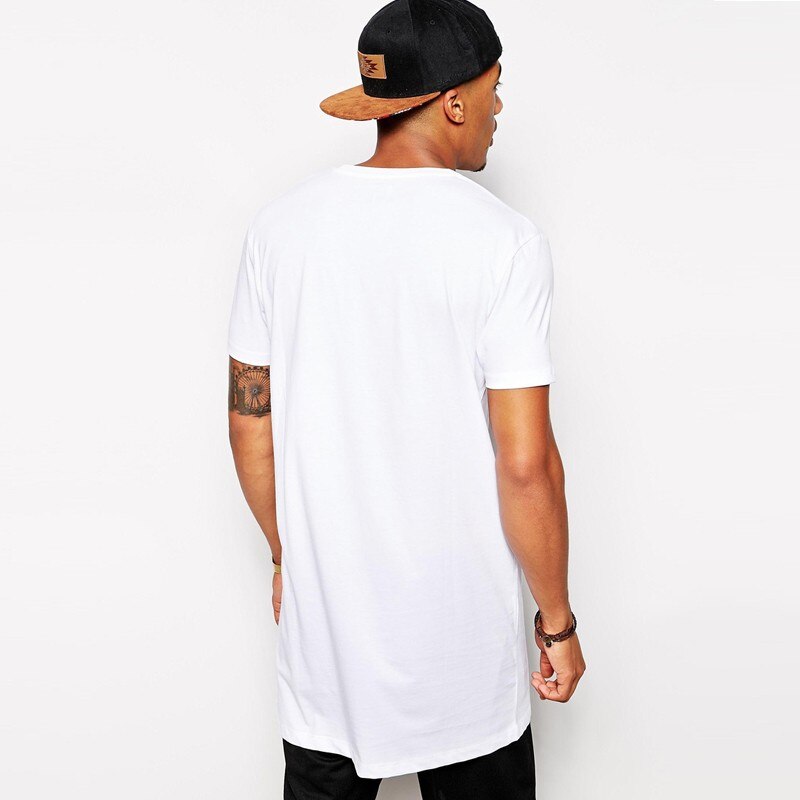 T-Shirt-Long-pour-homme-v-tement-de-marque-en-coton-blanc-Hip-Hop-hauts-Long