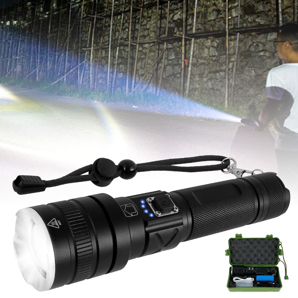 Lampe-de-poche-lumi-re-LED-XHP70-haute-qualit-torche-de-chasse-tactique-Rechargeable-par-USB