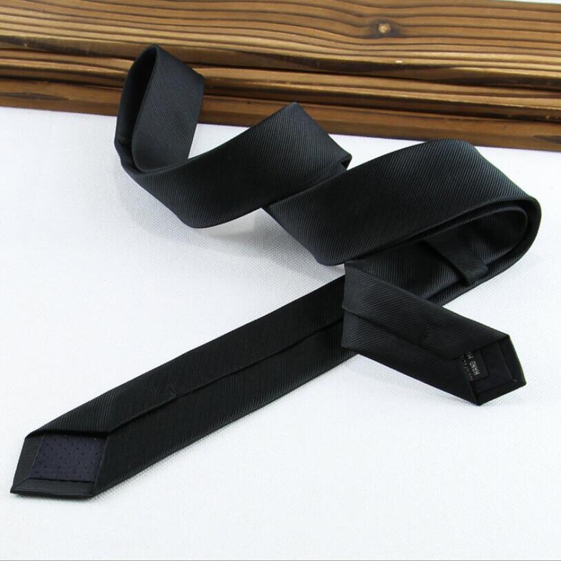 Ricnais-cravate-fine-en-Polyester-pour-hommes-5cm-noir-carreaux-points-ray-s-Jacquard-troite-cravate