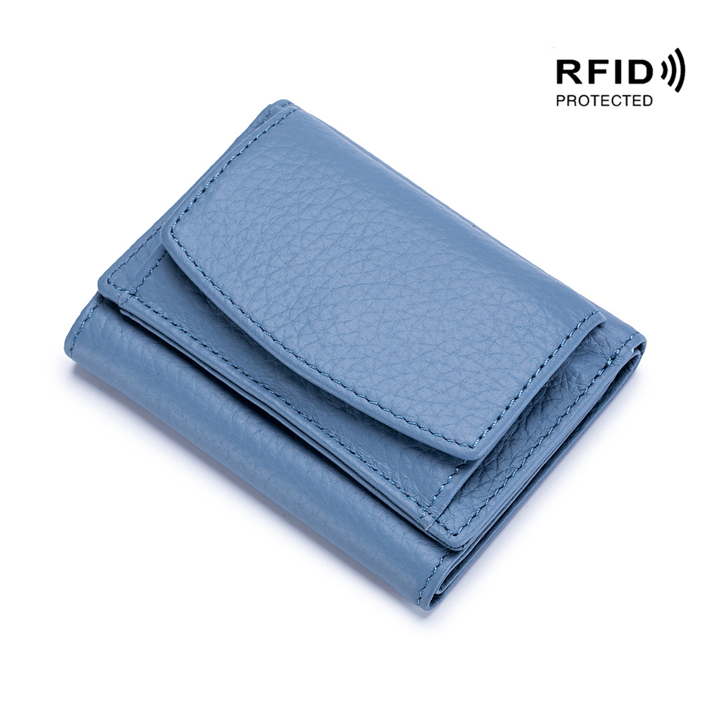 New-Women-Genuine-Leather-Purses-Female-Cowhide-Wallets-Lady-Small-Coin-Pocket-Rfid-Card-Holder-Mini