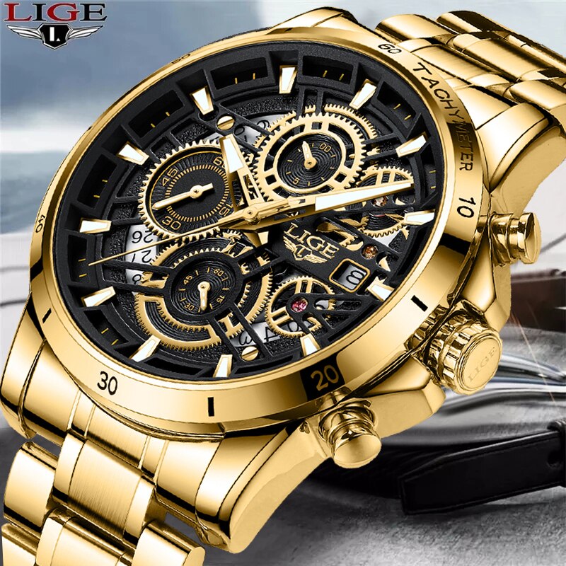 LIGE-montre-Quartz-pour-hommes-or-noir-montres-pour-hommes-Top-marque-de-luxe-chronographe-montres