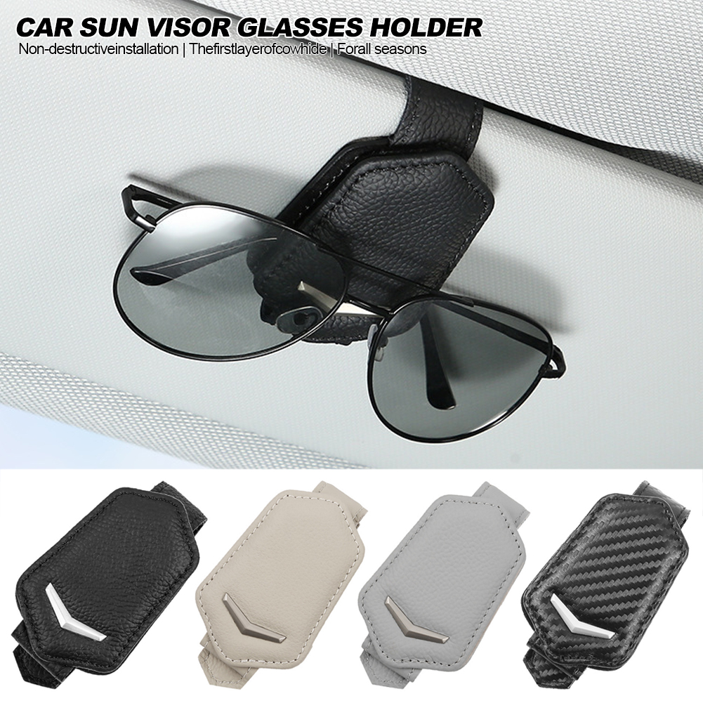 Porte-lunettes-pare-soleil-de-voiture-en-Fiber-de-carbone-fixation-automatique-Clip-accessoires-billet-porte