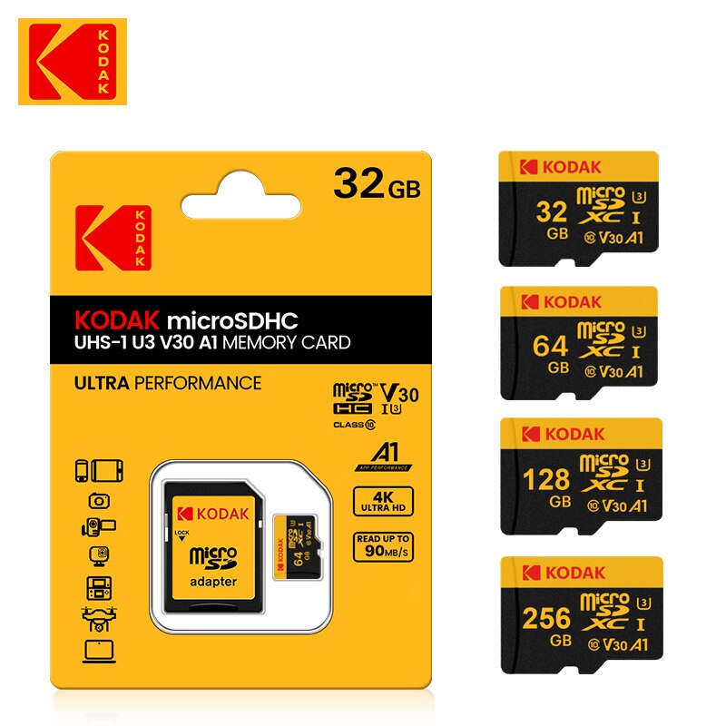 Kodak-Carte-Micro-SD-Classe-10-32-Go-64-Go-128-Go-256-Go-U3-4K