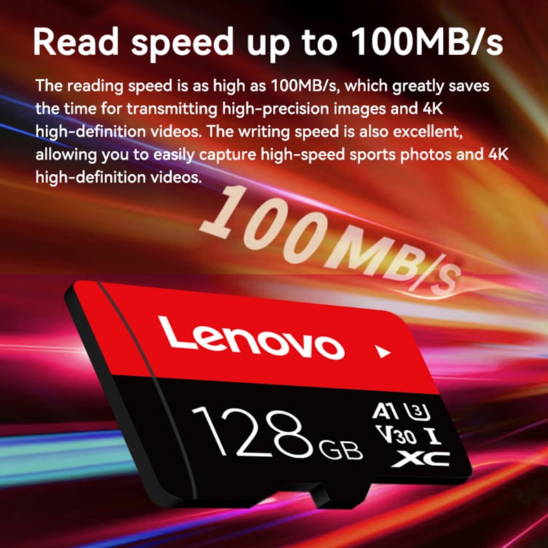 Lenovo-Carte-m-moire-U3-V30-4K-Full-HD-Micro-TF-Mini-SD-carte-Flash-TF