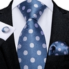 Cravate-classique-100-soie-pour-hommes-8cm-Plaid-bleu-points-ray-s-Business-mouchoir-f-te