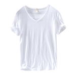 2020-t-nouveau-100-coton-T-shirt-m-le-col-en-v-solide-blanc-d-contract