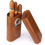 Bo-te-cigares-Portable-3-doigts-haute-qualit-tui-en-cuir-marron-avec-coupe-cigare