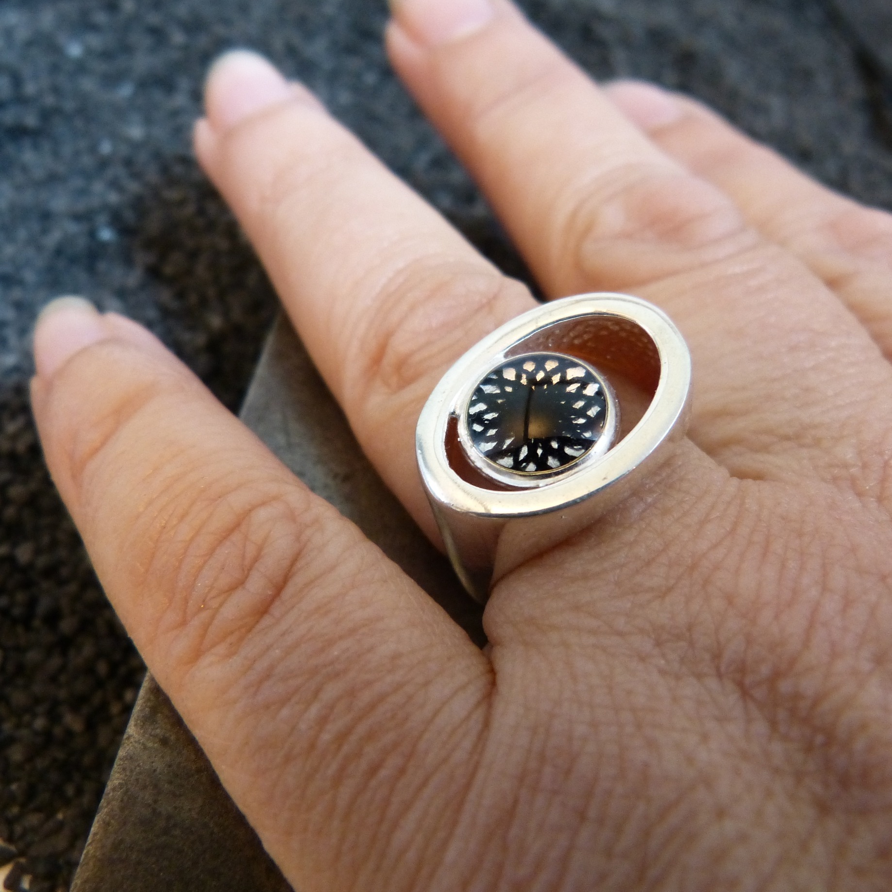 Bague eyes argenté