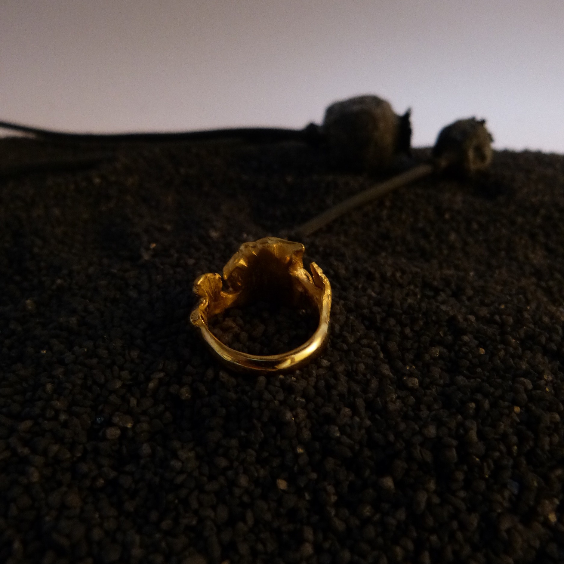 bague-gravure-doré à lor fin-rose