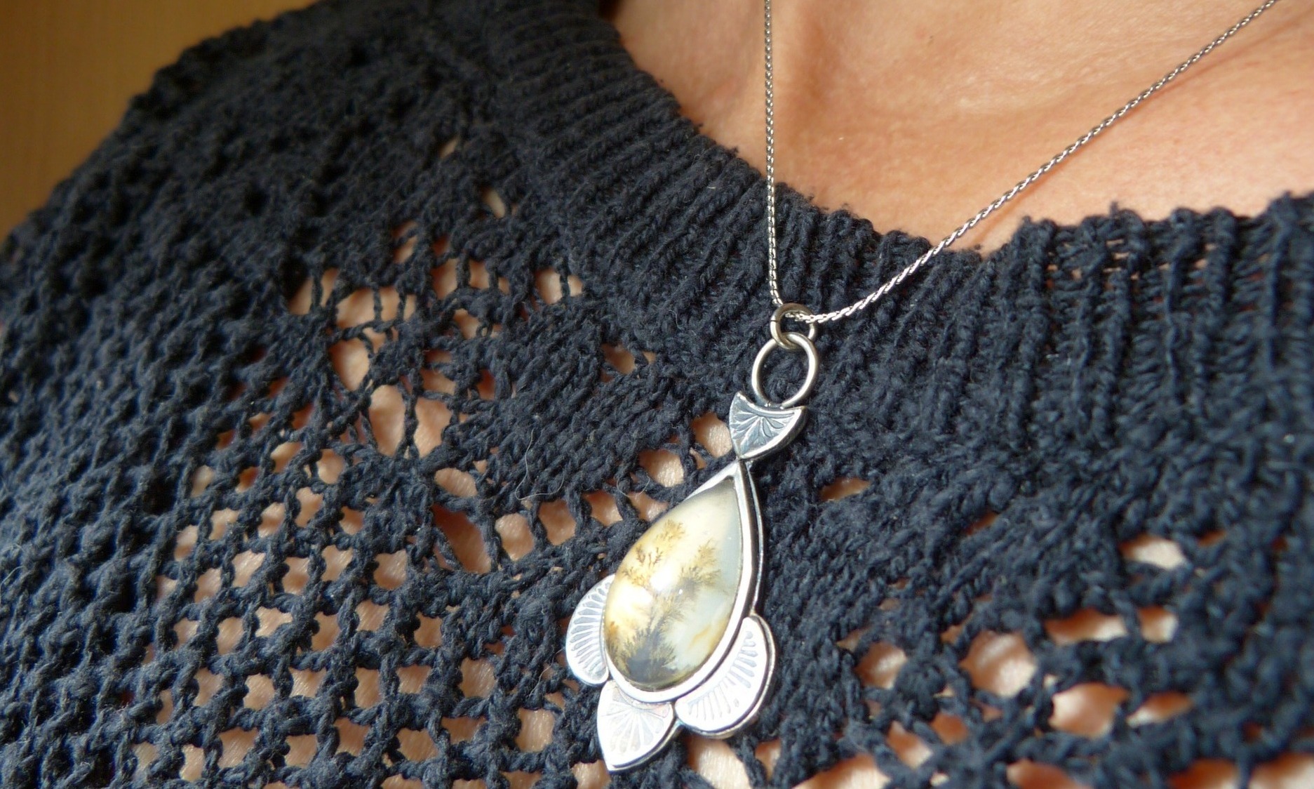 collier-pierre naturelle-agate dendritique