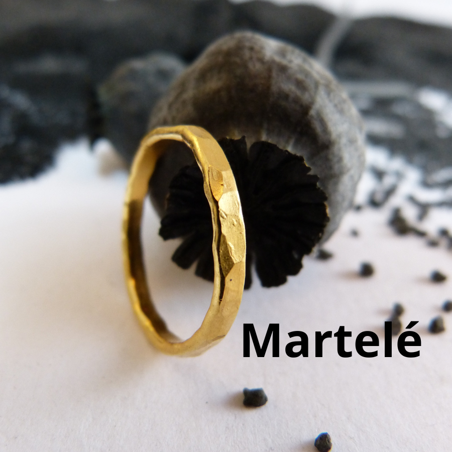 anneau-doré à lor fin-martelé-Belladone