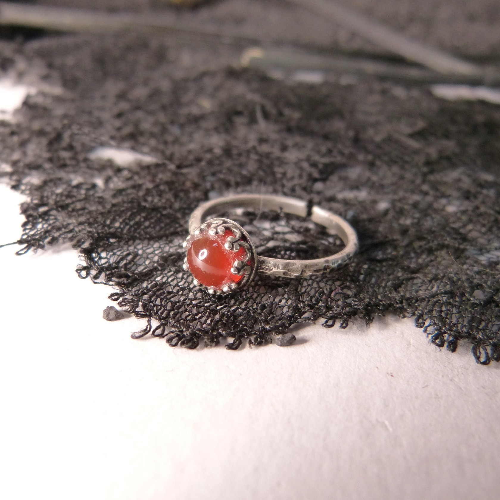 bague-pierre semi precieuse-cornaline-plaqué argent belladone