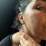 boucles doreilles- dentelle bleu turquoise-Belladone