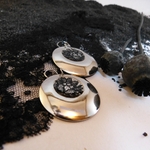 boucles d'oreilles-dentelle-noire argent-acier-Belladone