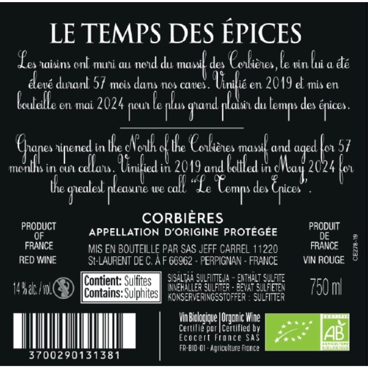 le temps des epices contre etiquette