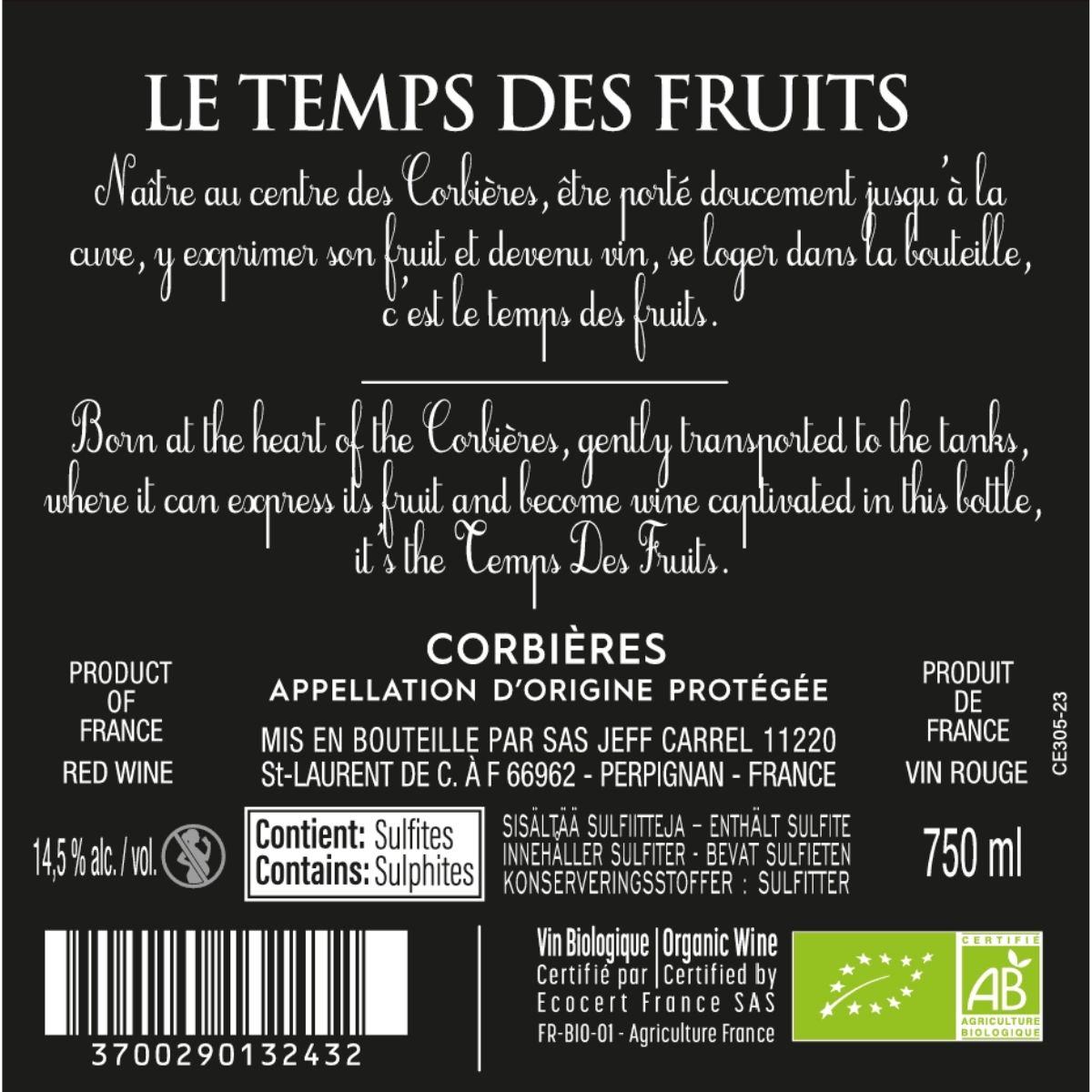 TEMPS DES FRUITS CONTRE ETIQUETTE