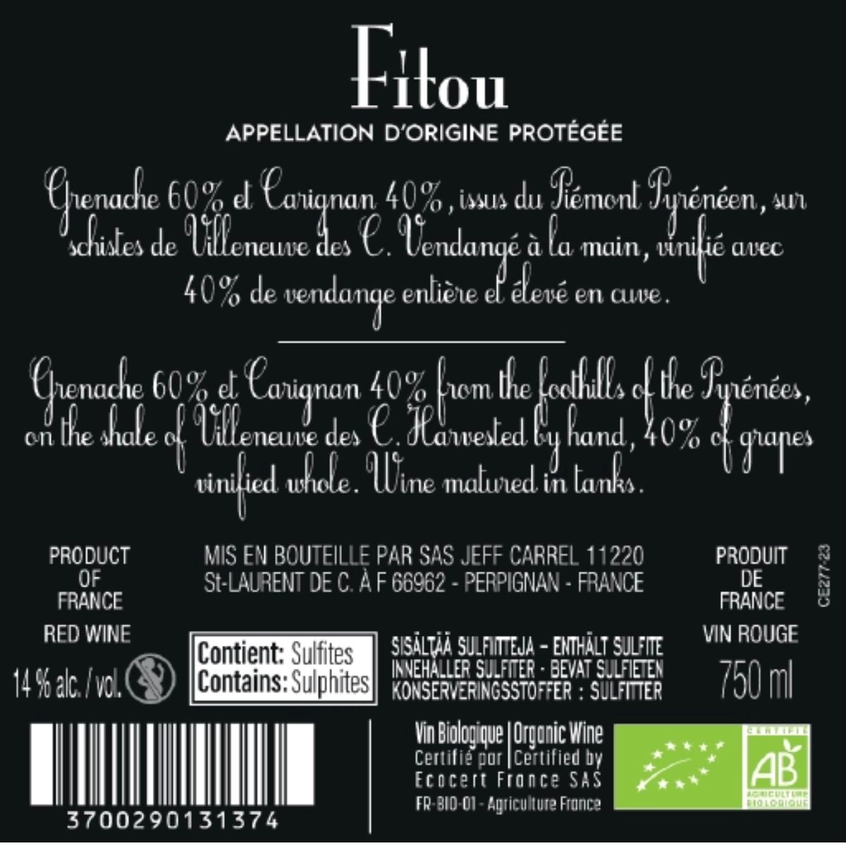 fitou contre etiquette
