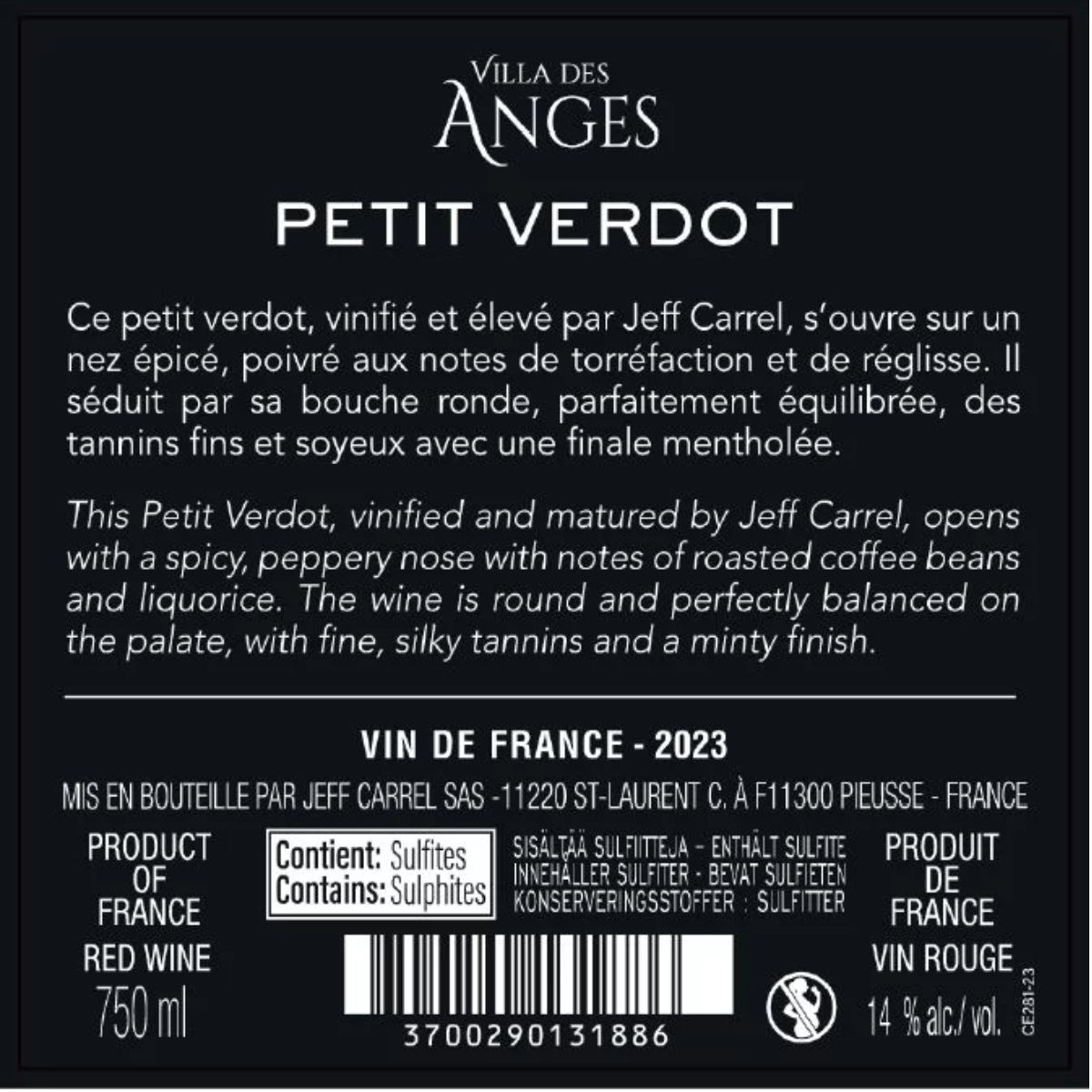 Verdot petit etiquette