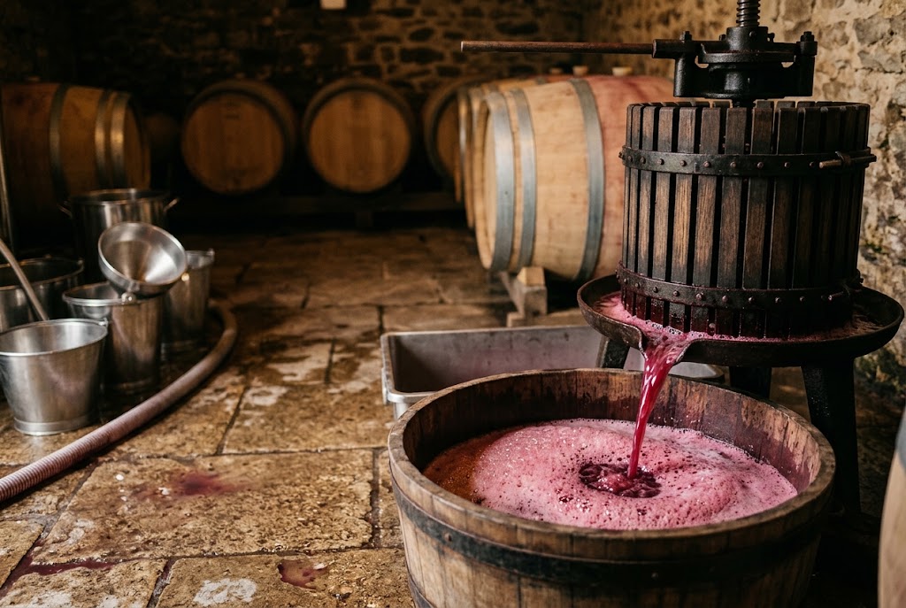 Vin bourru rouge au stade de la fermentation