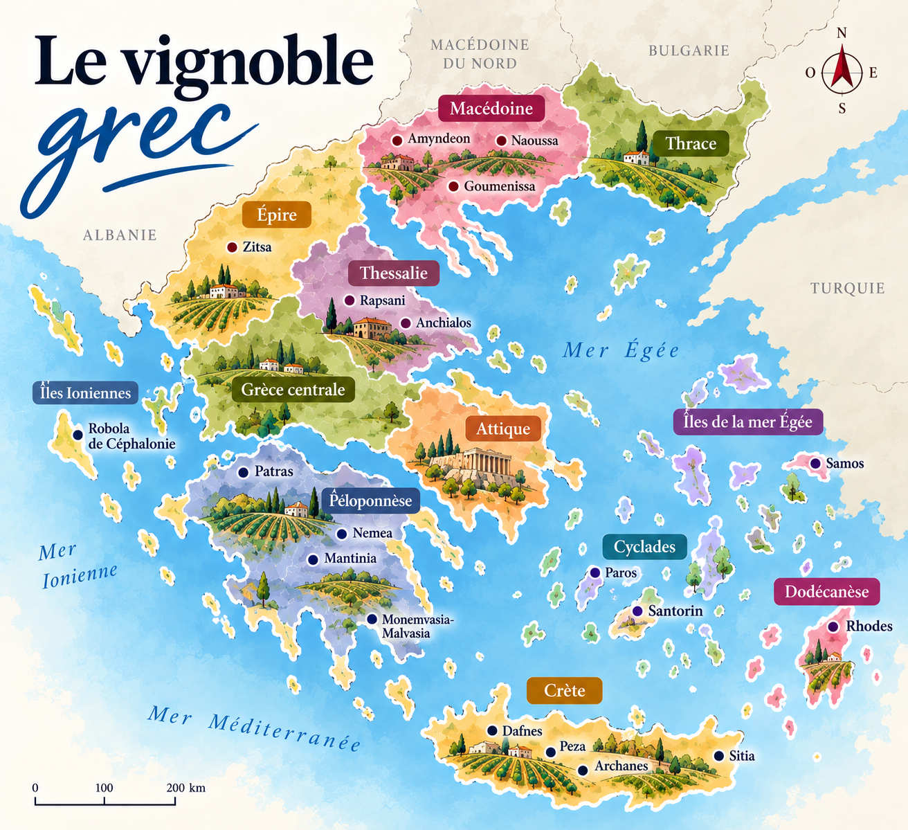 Carte du vignoble grec
