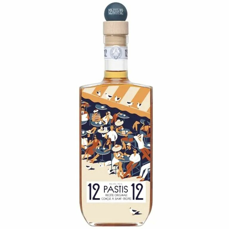 Pastis 12/12 45° 70cl - Pastis Artisanal De Saint-Tropez Aux Plantes Naturelles (anis, Réglisse, Vanille, Figue, Fleur D'oranger, Amande)