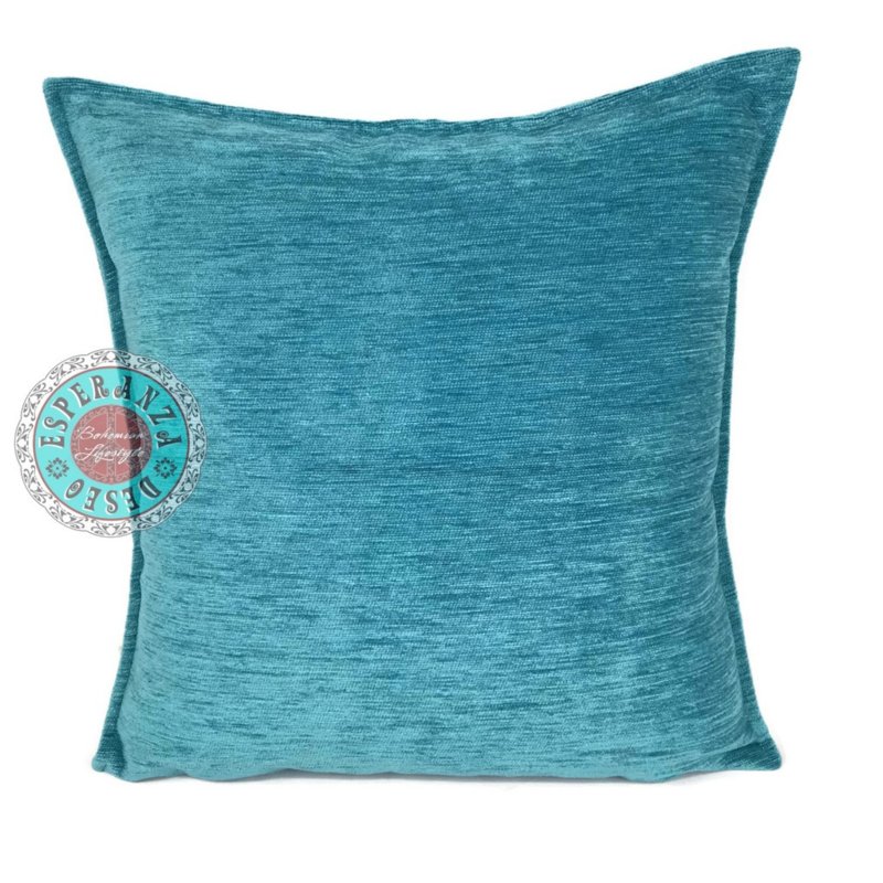 coussin turquoise carre