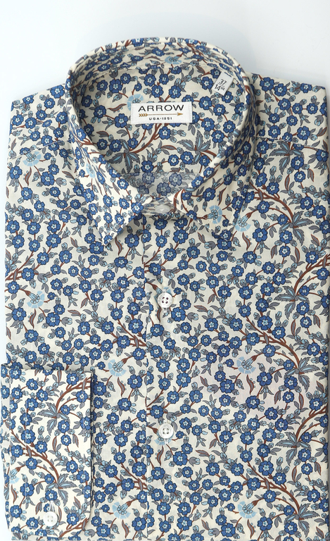 Chemise Ocean Blue UPF 50+ Manches Longues - Blanche Imprimé Pieuvre - Taille M