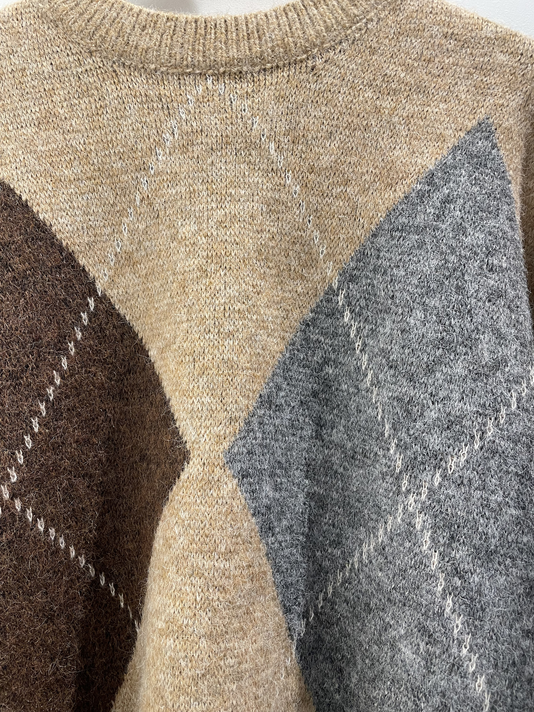 PULL JACQUARD BEIGE MARRON GRIS 2