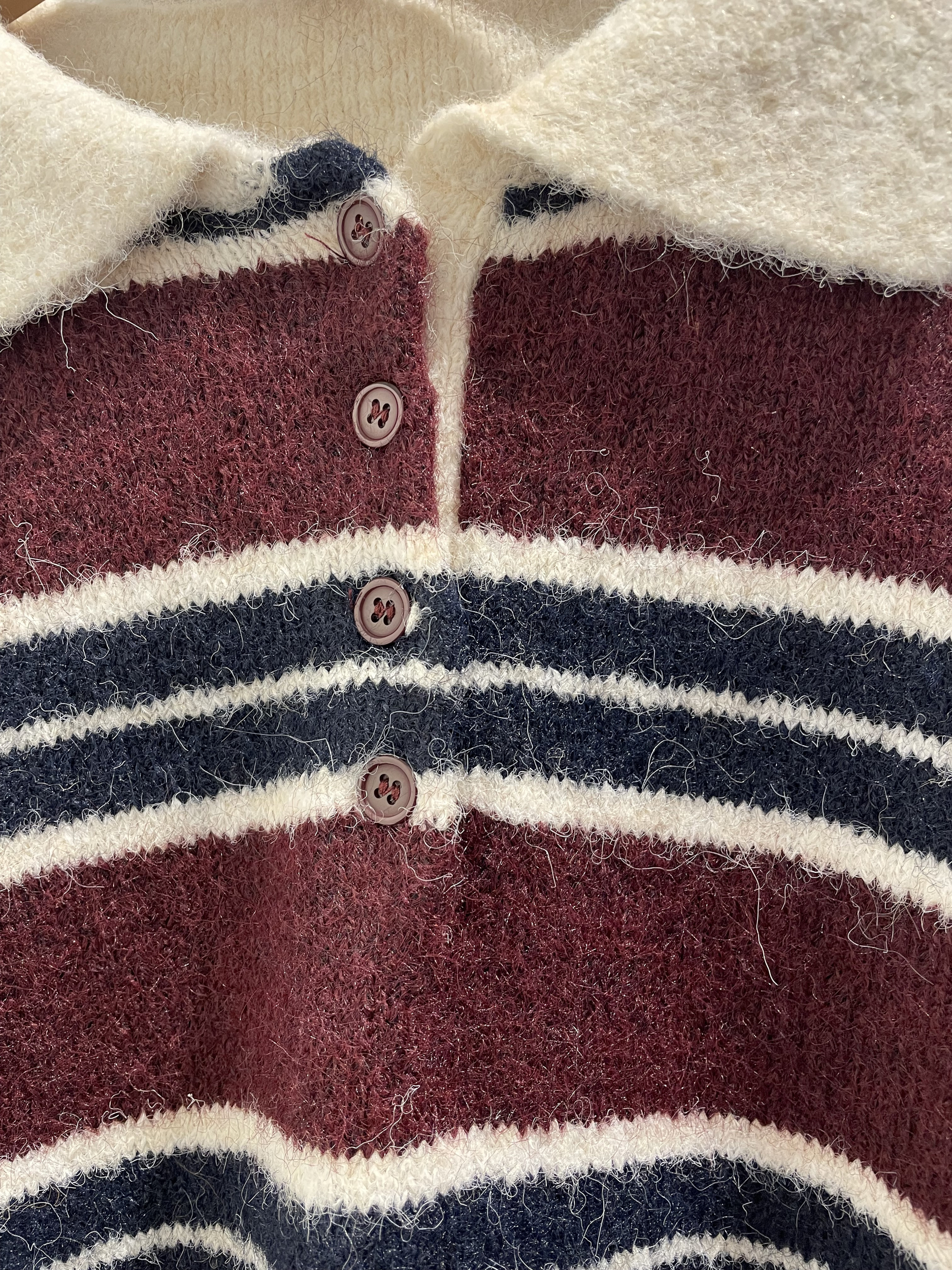 PULL RAYE BORDEAUX