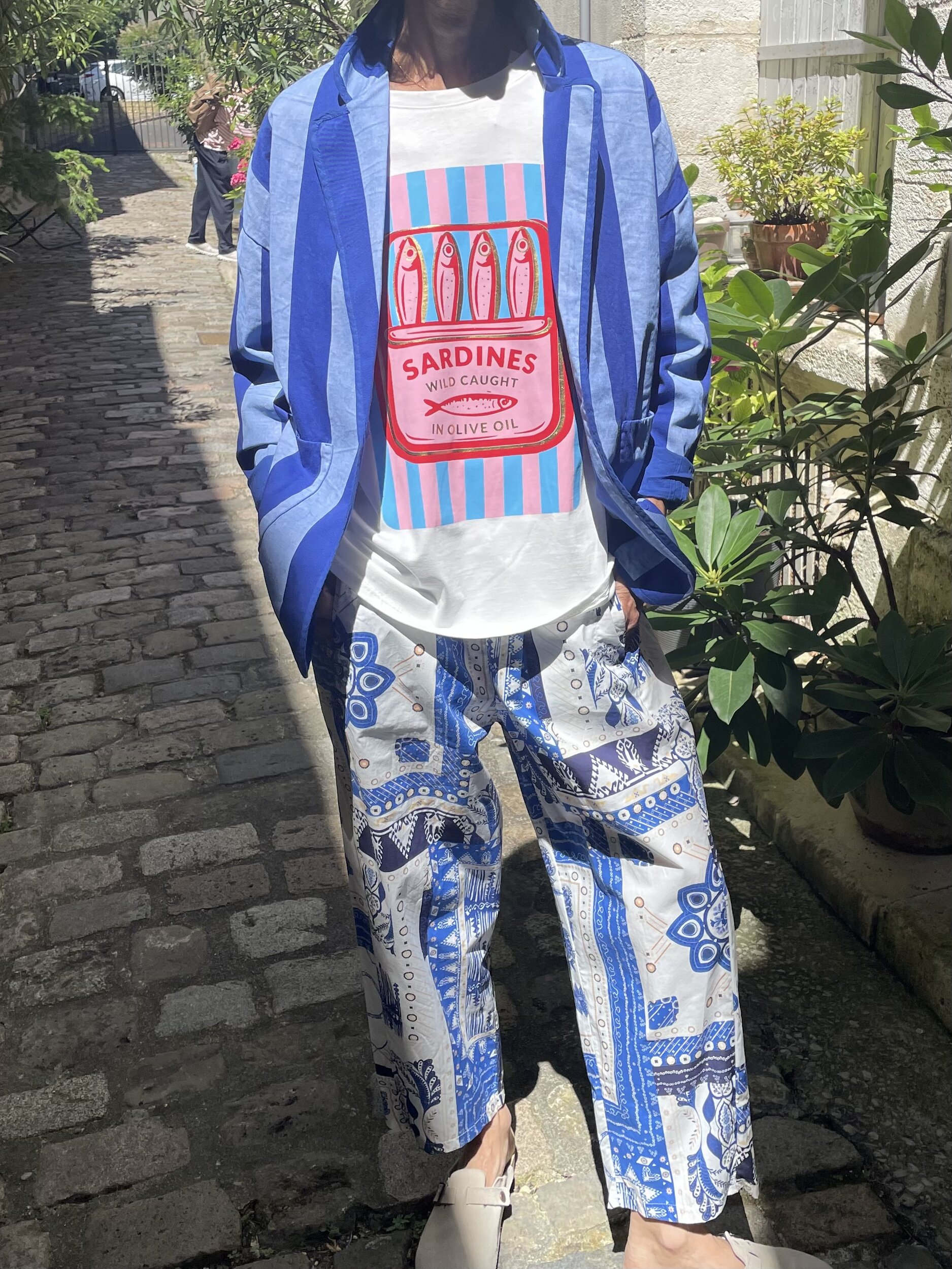 PANTALON IMPRIME BLEU 2