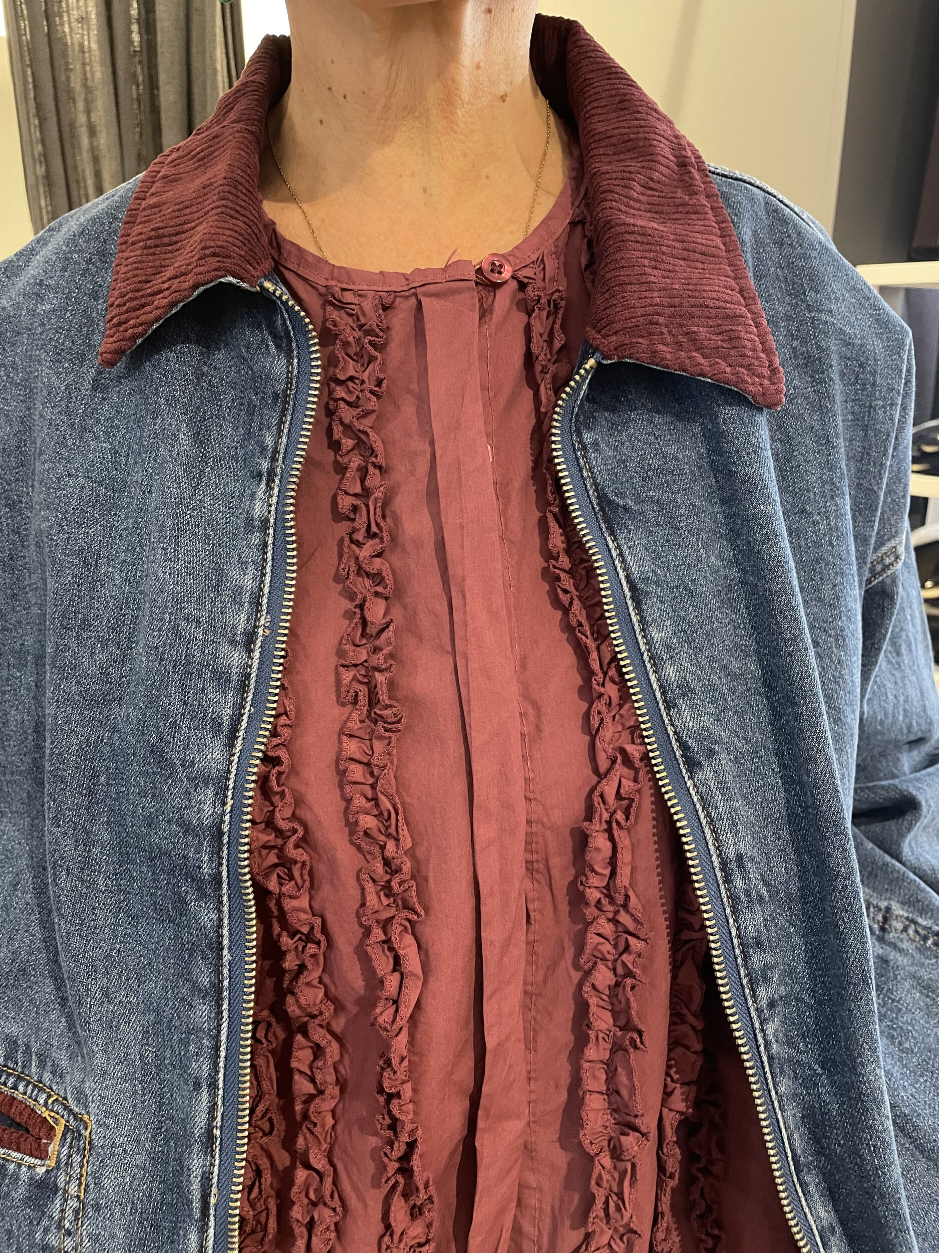 BLOUSON EN JEAN 2 BORDEAUX