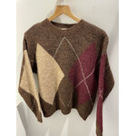 PULL JACQUARD MARRON BORDEAUX BEIGE