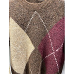 PULL JACQUARD MARRON BORDEAUX BEIGE 2
