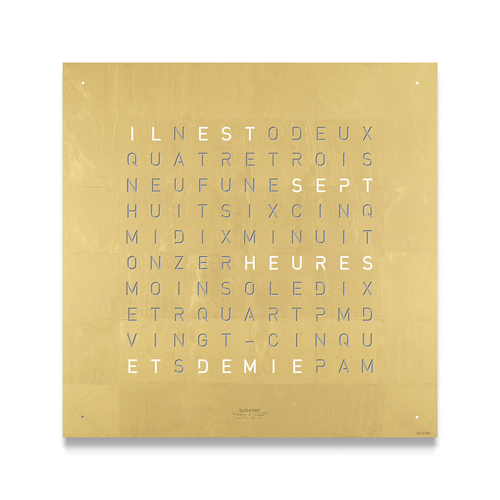 Horloge murale Qlocktwo électrique feuille Or 24 K