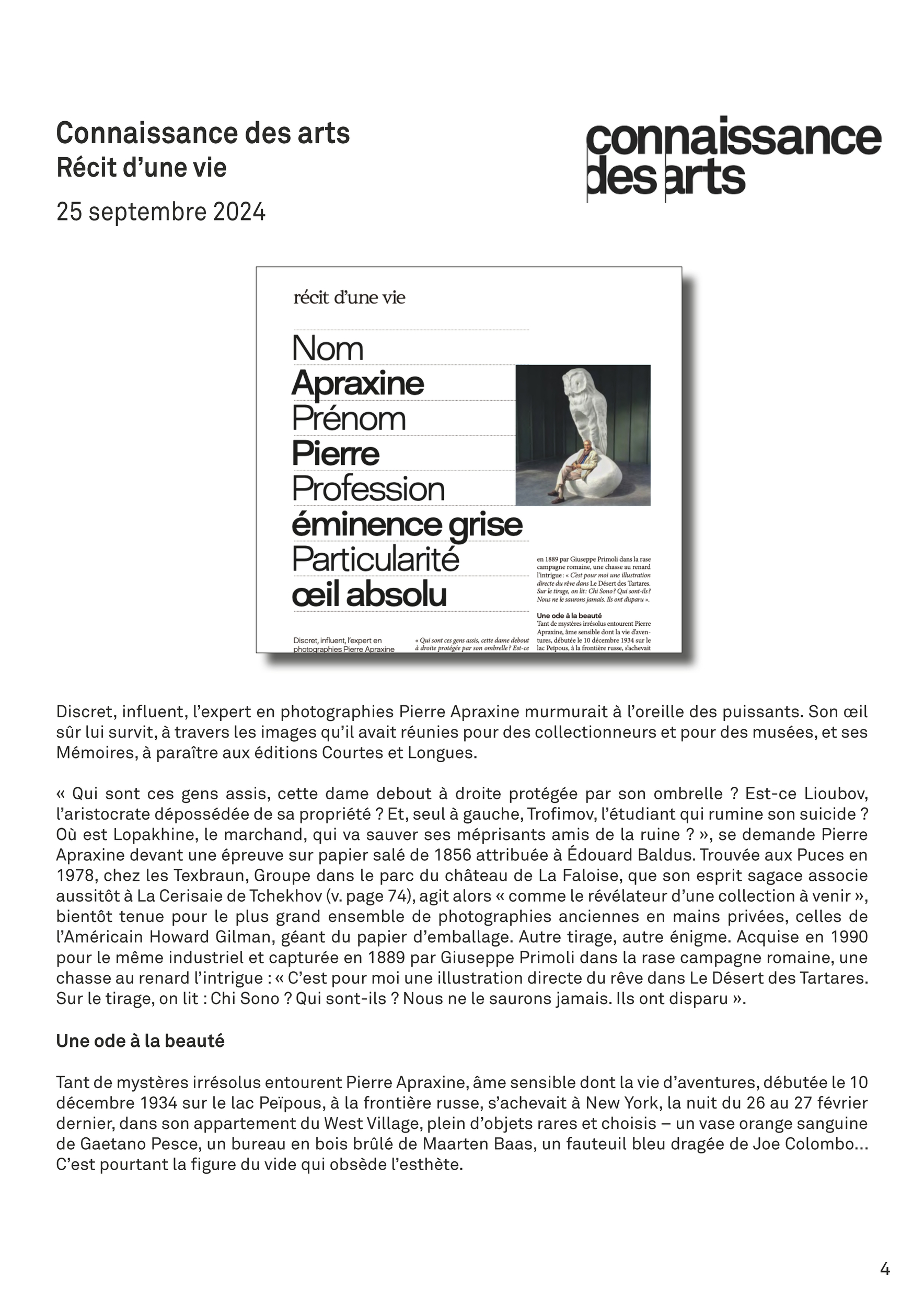 Revue de presse jpeg LImage à venir - Connaissances des arts