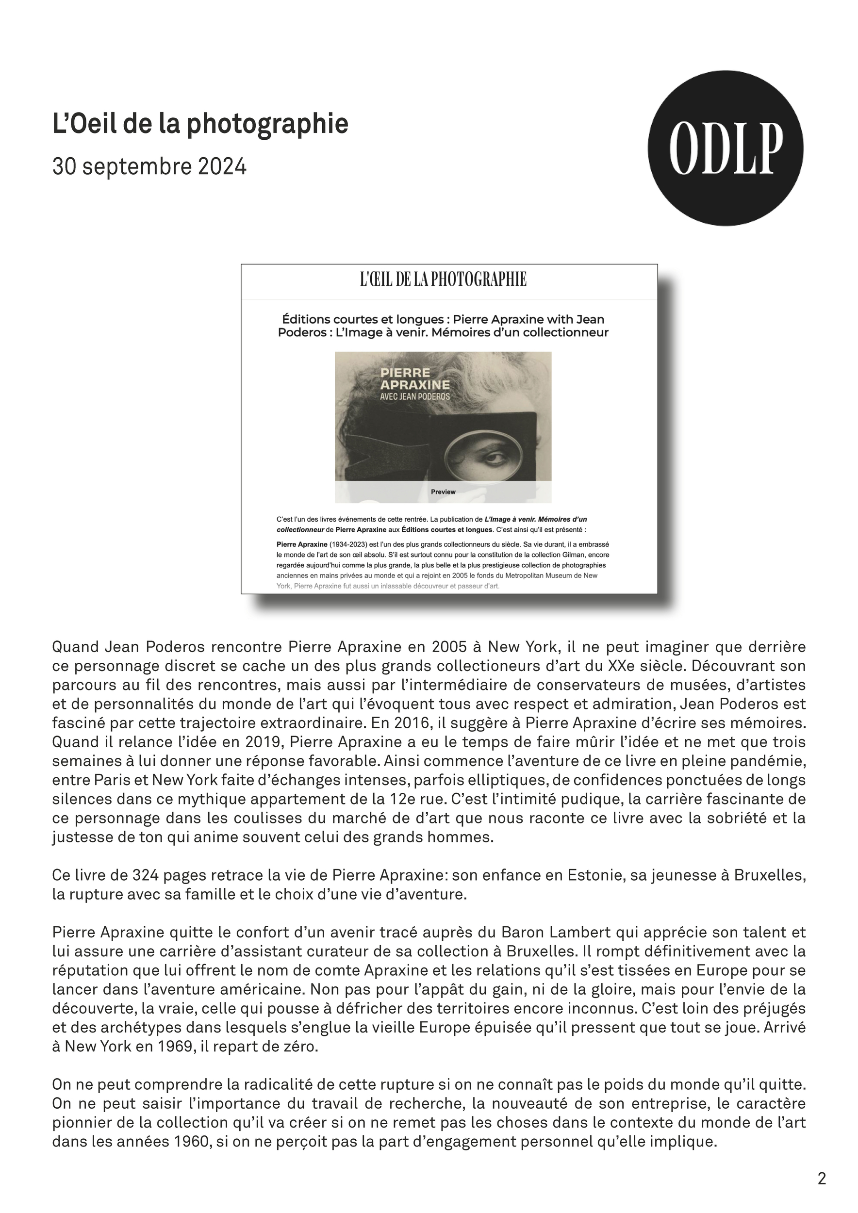Revue de presse jpeg LImage à venir - Loeil de la photographie