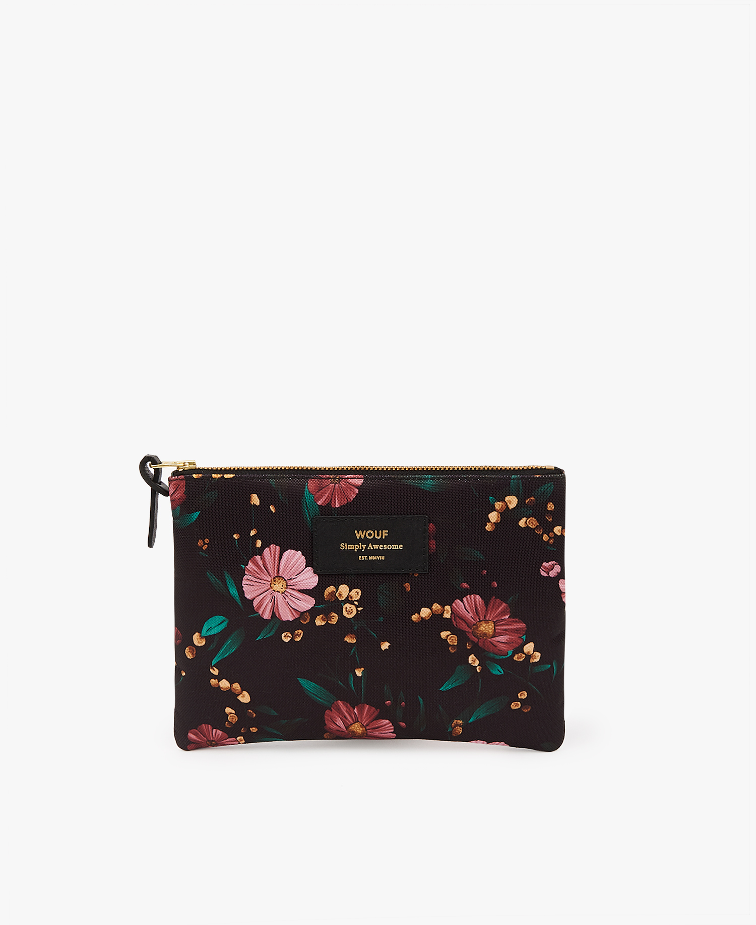 Black-Flowers-Large-Pouch-Bag-Front