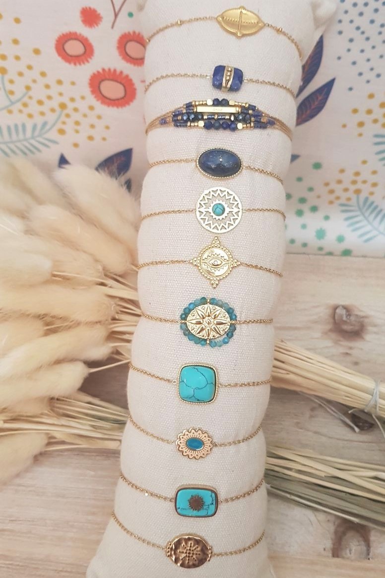 ACIER bracelet chaine BLEU2