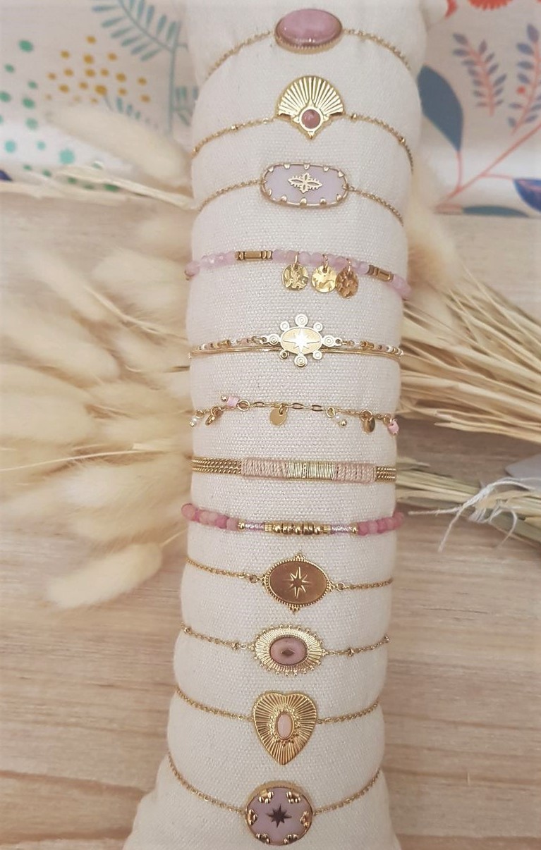 ACIER bracelet chaine rose (4-1)