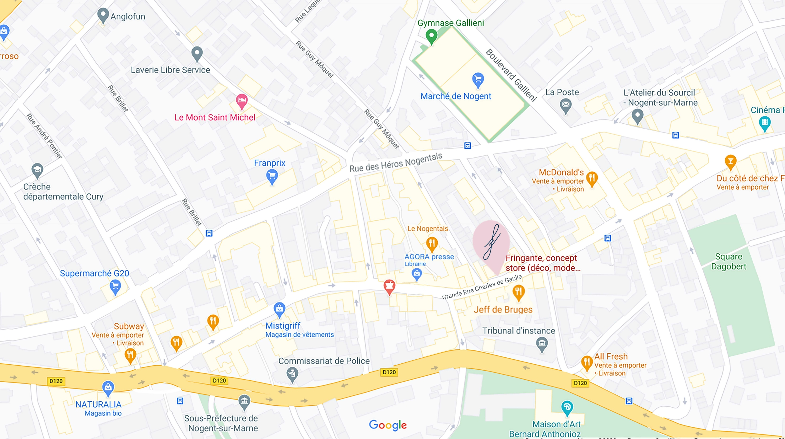 plan google map boutique nogent