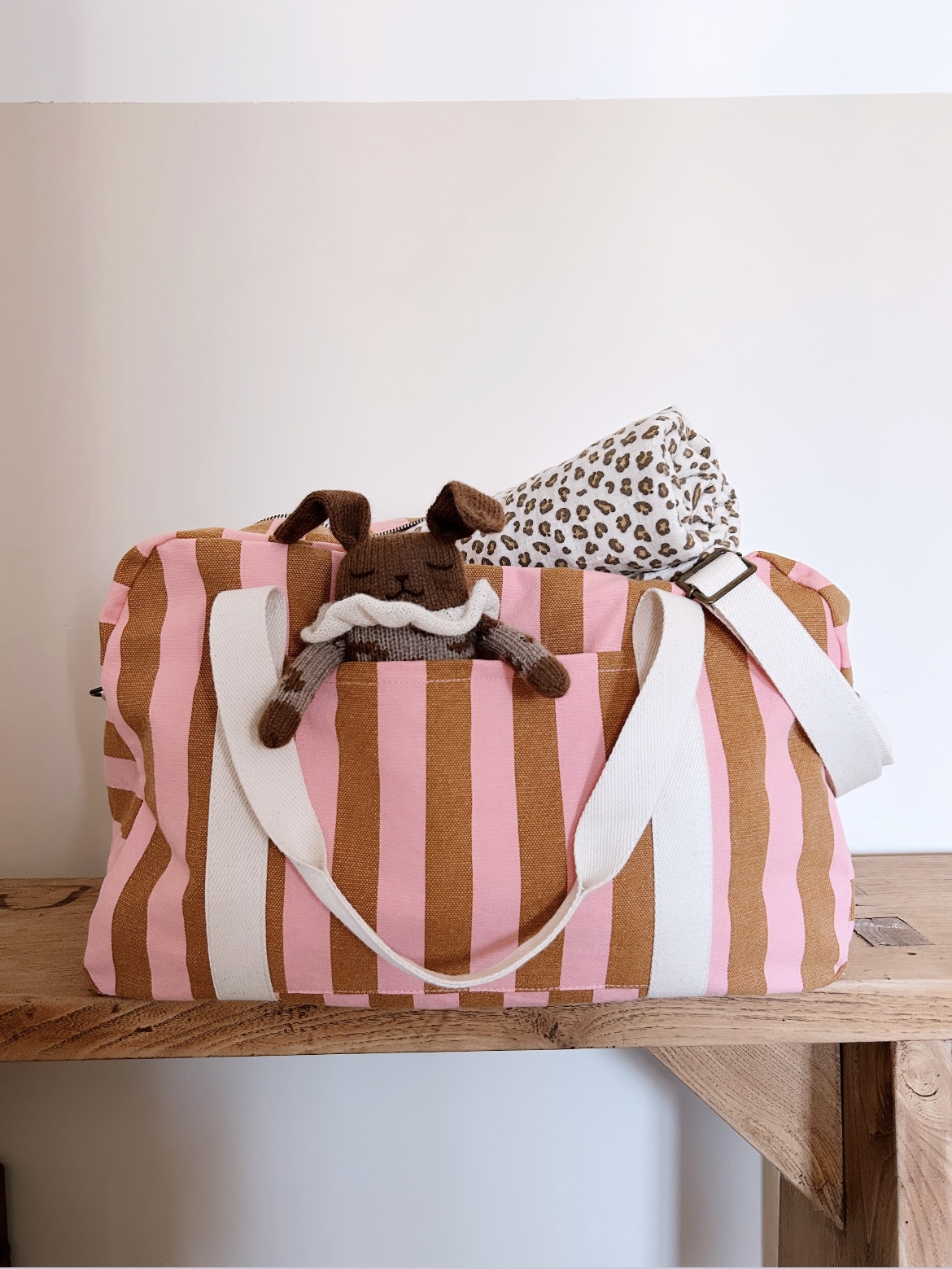 RAPHAEL STRIPES CARAMEL STRAWBERRY - BIANCA MINI LEOPARD GREIGE