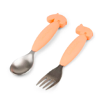 Easy-grip spoon and fork set - Deer friends - Coral DONE BY DEER2