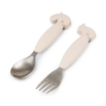 Easy-grip spoon and fork set - Deer friends - Sand DONE BY DEER2
