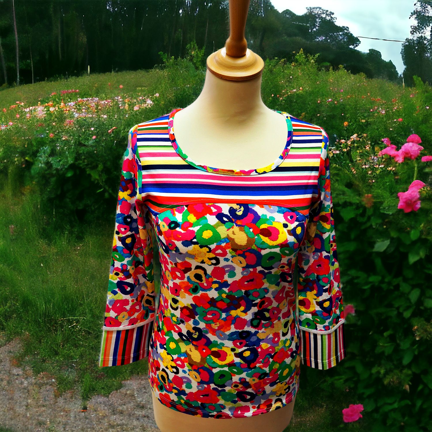 t-shirt-olivier-philips-colore-motifs-geometriques-floraux