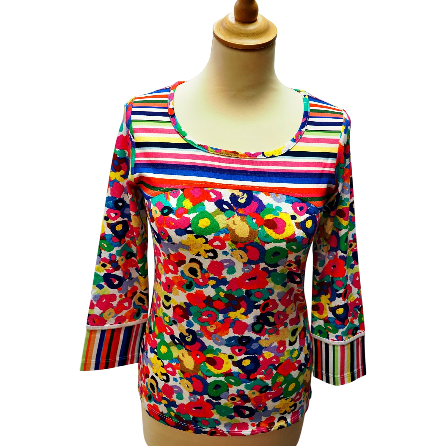 t-shirt-olivier-philips-colore-motifs-geometriques-floraux