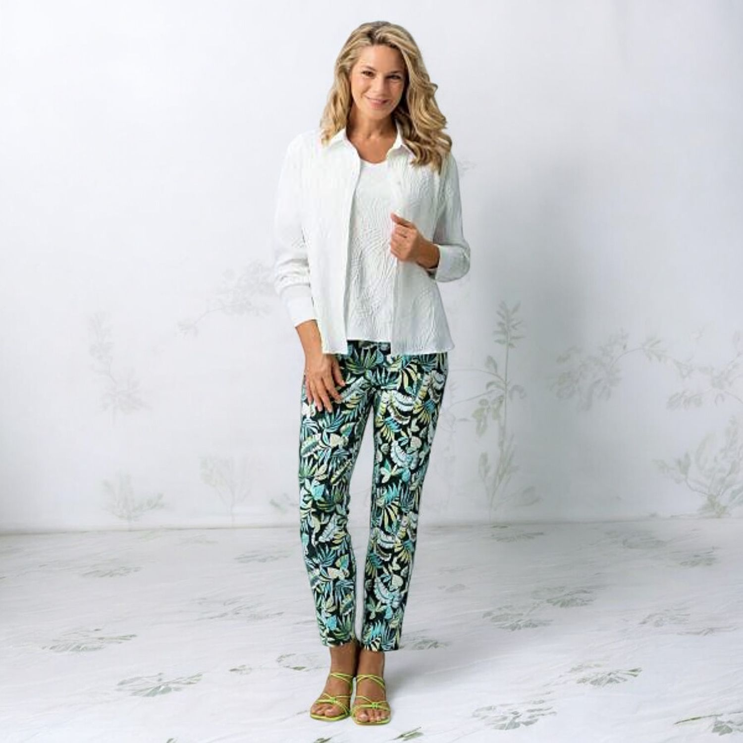 pantalon-frank-walder-imprime-feuilles