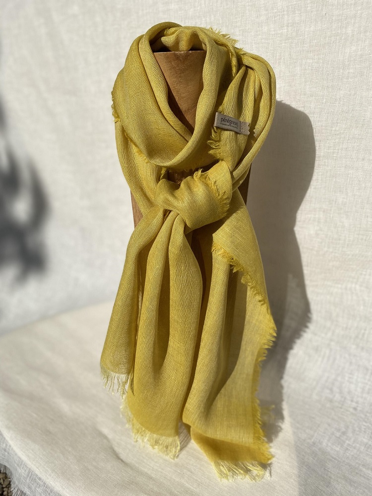 foulard lin alpaga gaude jaune vif