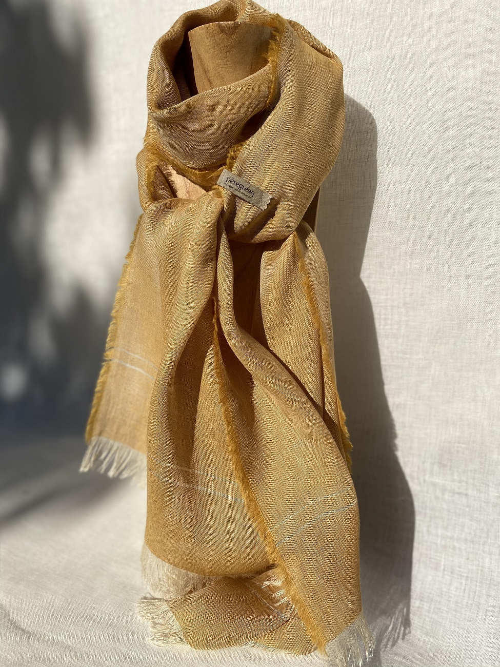 foulard orange lin alpaga feuilles de pommier peregreen