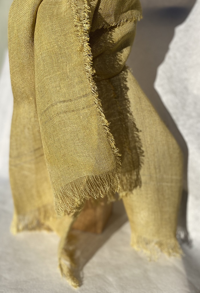 foulard lin jaune anis peregreen detail