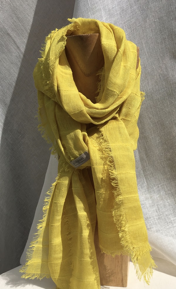 foulard lin jaune raye gaude peregreen